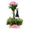 Arreglo floral con vino