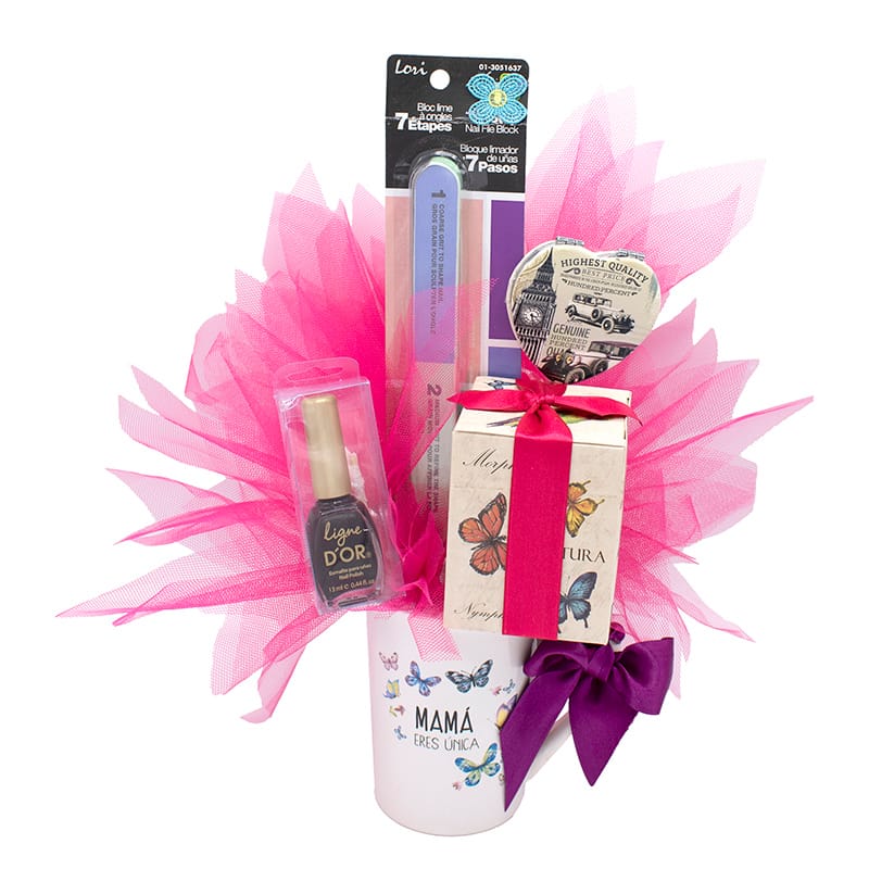 set de belleza para mama en mug blanco