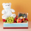 Regalo para bebe con oso de peluche y frutas frescas, canasta de frutas, arreglo frutal, regalo saludable, canasta frutal, arreglos frutales, detalles con frutas, dilo con frutas, detalles de recuperación, bogotá, regalos en bogotá, frutas en bogota, arreglos frutales en bogota, regalos a domicilio en bogota,