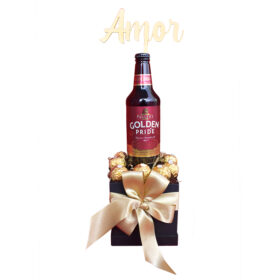 Cerveza importada para regalar con chocolates ferrero rocher de amor