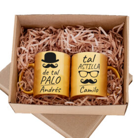 detalle para papá con 2 mugs personalizados con de tal palo tal astilla dia del padre