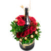 Arreglo de Flores con licor para regalar rosas rojas y chocolates