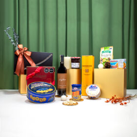 Ancheta presidencial gourmet con Vino tinto Luigi bosca y Whiskey Glemorangie, frutos secos, mermelada, queso francés importado, trufas gourmet nayarith y galletas en baúl premium para navidad