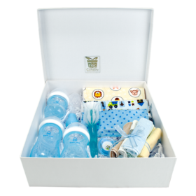 Caja de regalo para bebe por nacimiento, regalo para recien navido, juguete didactivo para bebé, regalo para beby shower con teteros y toallias, regalo útil para nacimiento para niño varón