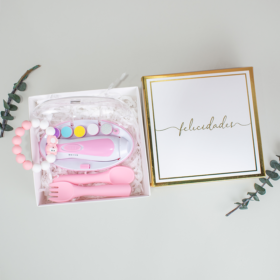 Cajita para bebé con llamadientes, cubiertos y lima eléctrica para recién nacida, Regalo para bebé, detalle por nacimiento, cajita especial para bebé, detalle para bebé niña, regalo para recien nacida, destalle especial de nacimiento.