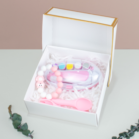 Cajita para bebé con llamadientes, cubiertos y lima eléctrica para recién nacida, Regalo para bebé, detalle por nacimiento, cajita especial para bebé, detalle para bebé niña, regalo para recien nacida, destalle especial de nacimiento.