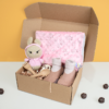 Regalo para bebé, detalle por nacimiento, cajita especial para bebé, detalle para bebé niña, regalo para recien nacida, mantica para bebé con muñeca tejida en crochet, conejita tejido, amigurumi para bebé, cubiertos y zapaticos