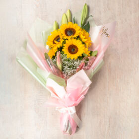 Flores para mamá, regalos con flores, flores para regalar, girasoles, girasoles para mamá, regalo con girasoles, bouquet de girasoles, flores para dama, flores para mujer