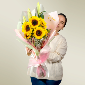Flores para mamá, regalos con flores, flores para regalar, girasoles, girasoles para mamá, regalo con girasoles, bouquet de girasoles, flores para dama, flores para mujer