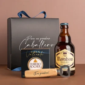 cerveza importada duvel con chocolates ferrero rocher y destapador de madera para el día del padre, regalos con cerveza, cerveza importada para regalar, cerveza para papá, cerveza y chocolates, destapador personalizado para el día del padre, día del padre 2025, regalos personalizados para papá, regalos día del padre, regalos para hombre, regalos para caballero, regalos únicos para hombre, detalles personalizados, celebra el día del padre, regalos a domicilio en bogotá